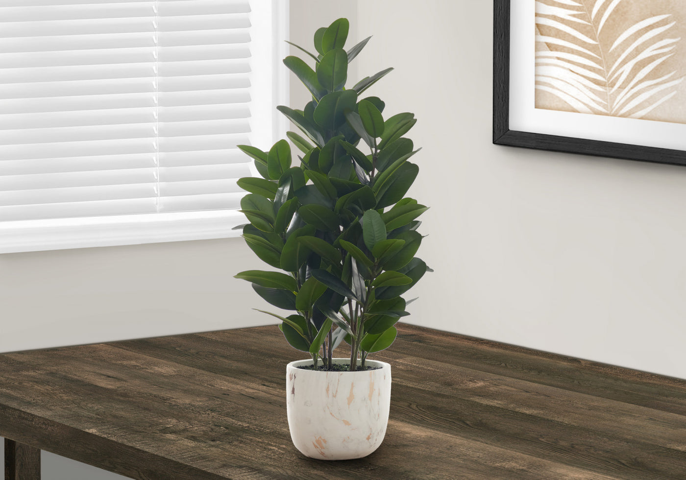 31" Garcinia Tree With 7" Marble-look Pot - Green