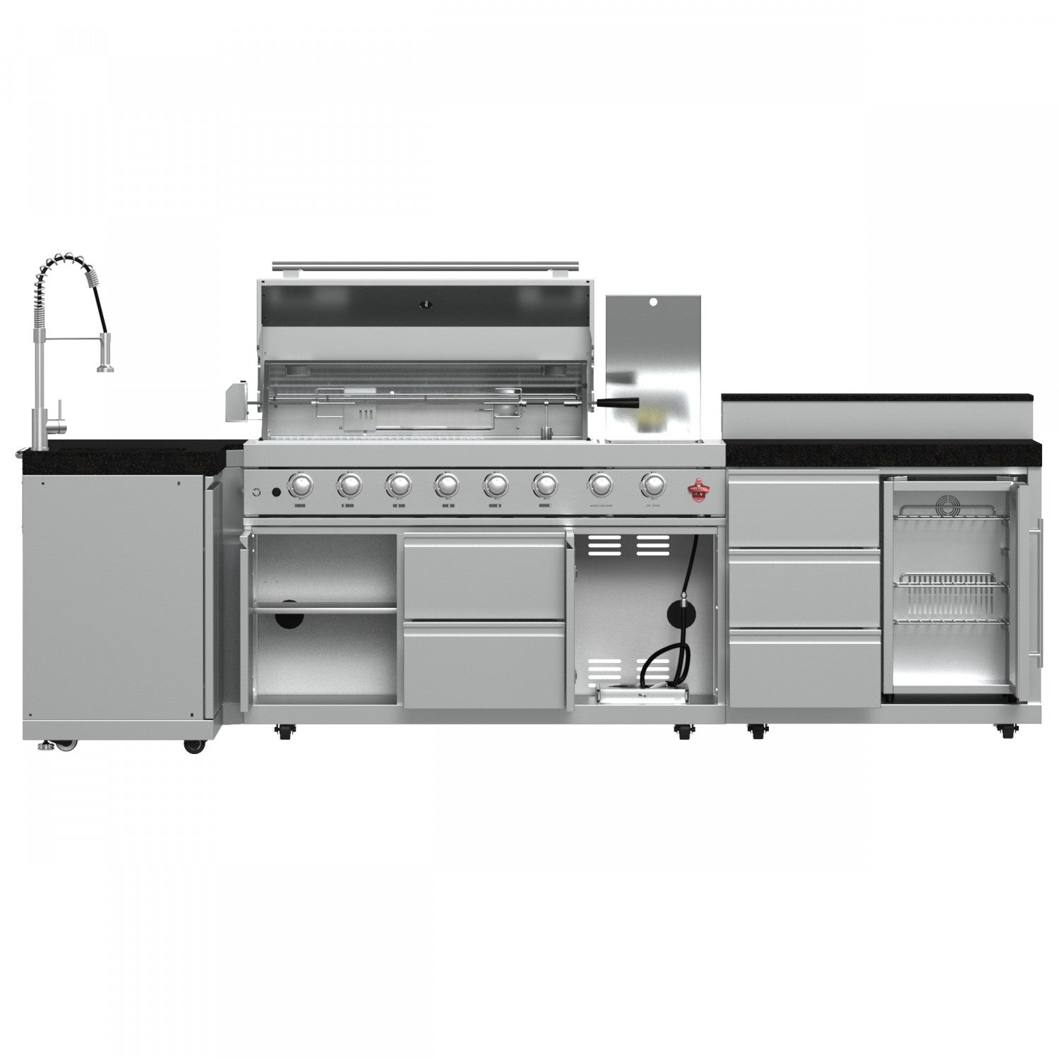 Forno Bulnes Black Countertop Outdoor Kitchen with 40" 84,000 BTU BBQ and Beverage Centre - FODKT2520BLK