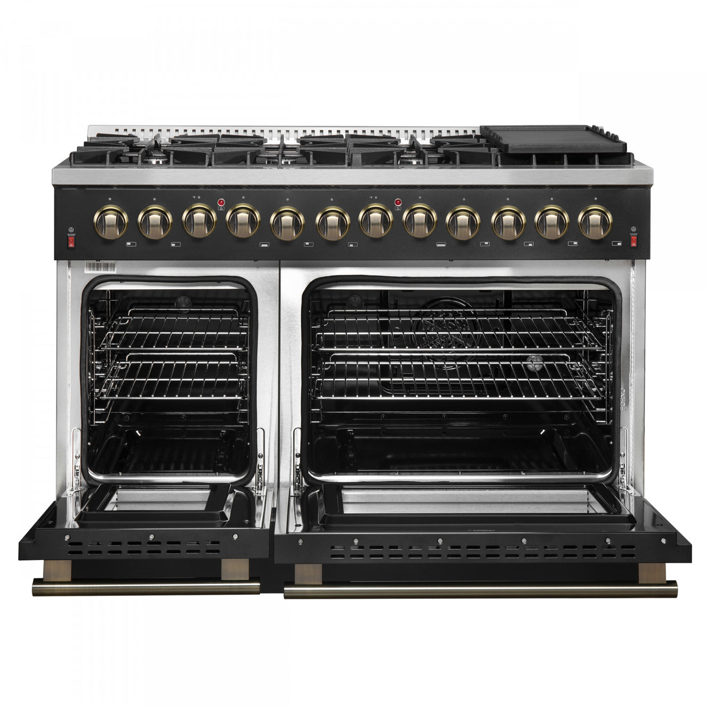 Forno Galiano 48" Black Freestanding Dual Fuel Double Oven Range (6.58 Cu. Ft.) - FFSGS6156-48BLK