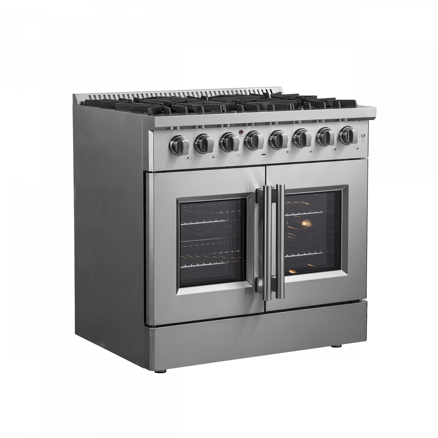 Forno Galiano 36" Stainless Steel French Door Dual Fuel Range with True Convection (5.36 Cu. Ft.) - FFSGS6356-36