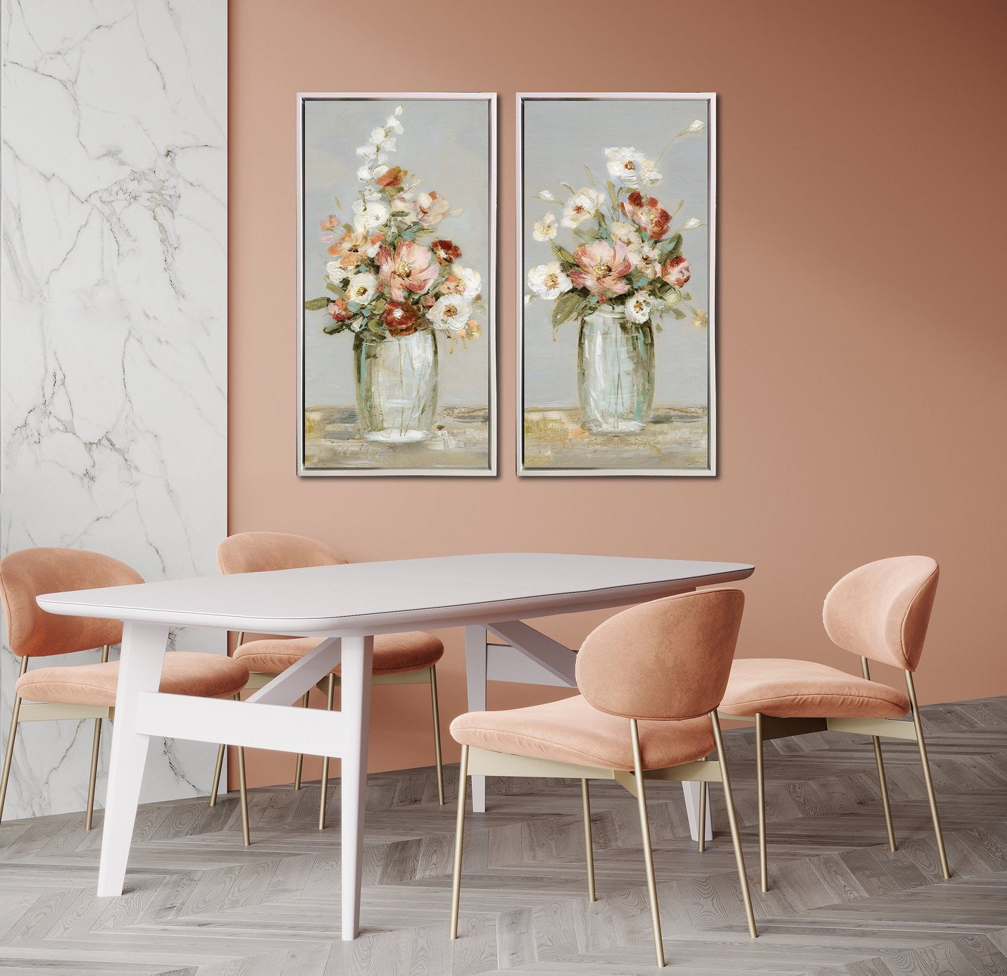 Vintage Blossoms I Wall Art - Multi-Colour - 36 X 18