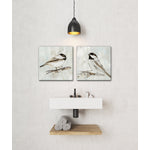 Chickadee Companions Wall Art - White/Grey - 16 X 16 - Set of Two