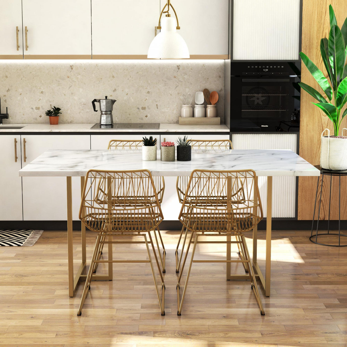 Astor Dining Table - White Marble/Gold