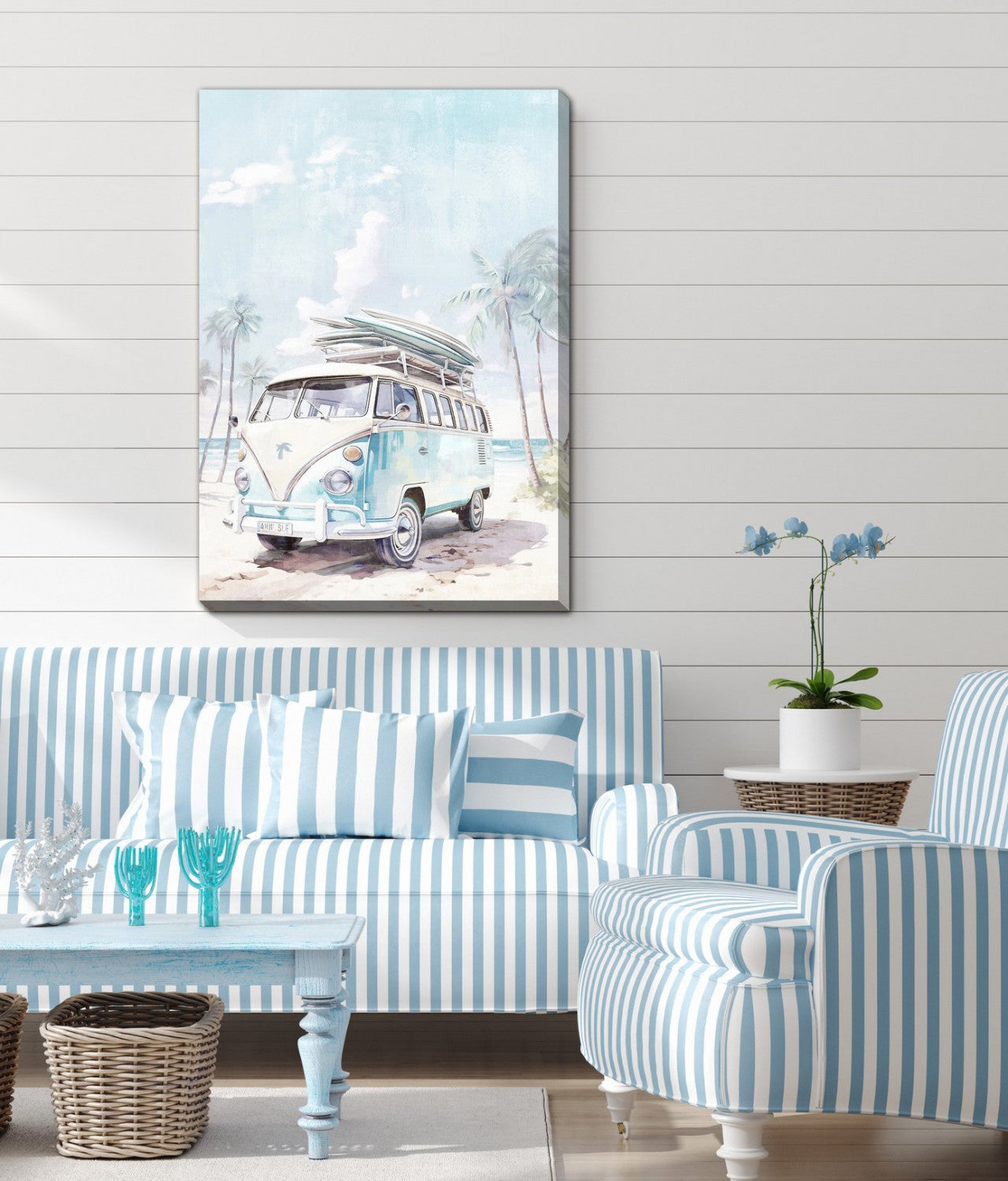 Roadtrip Wall Art - White/Blue - 36 X 24