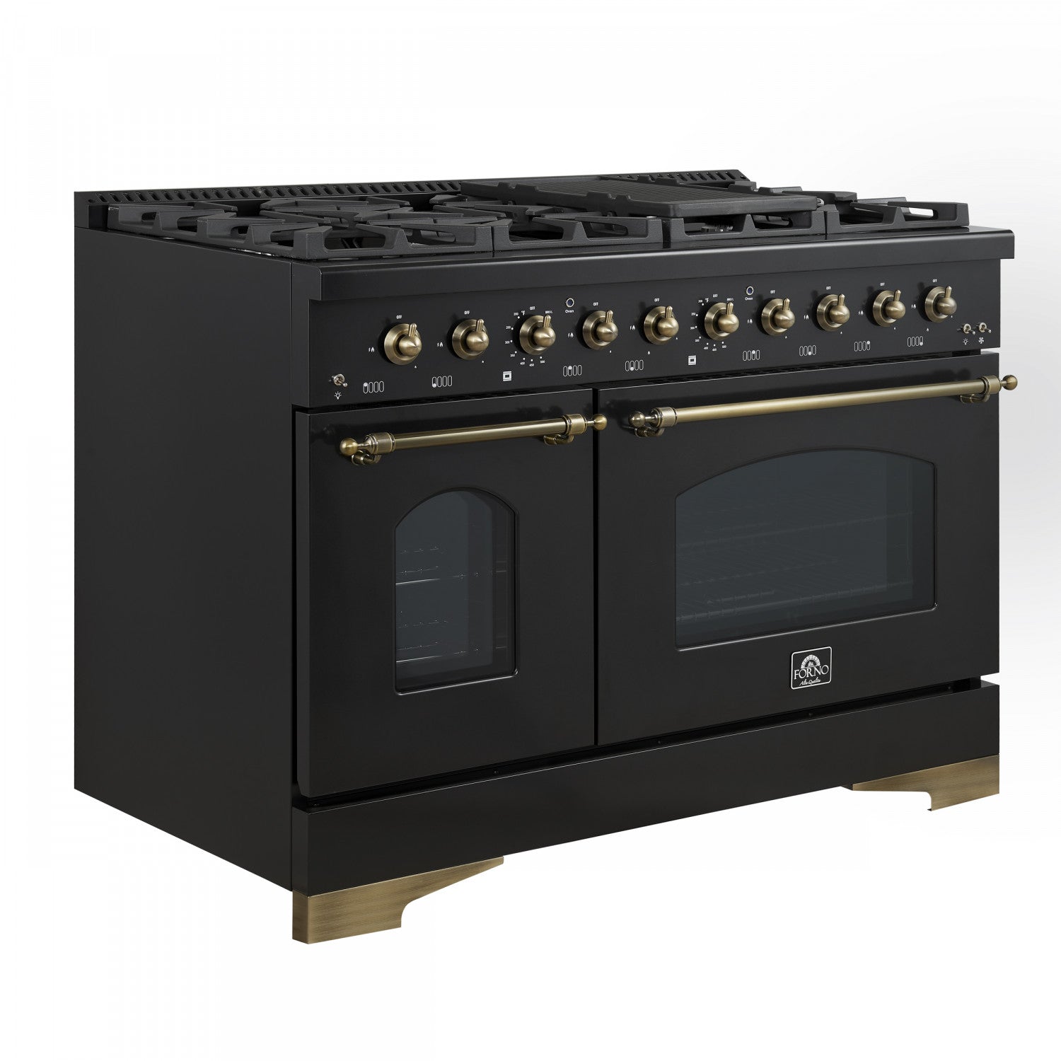Forno Antico 48" Black Freestanding Dual Fuel Double Oven Range (5.5 Cu. Ft.) - FFSGS6113-48BLK