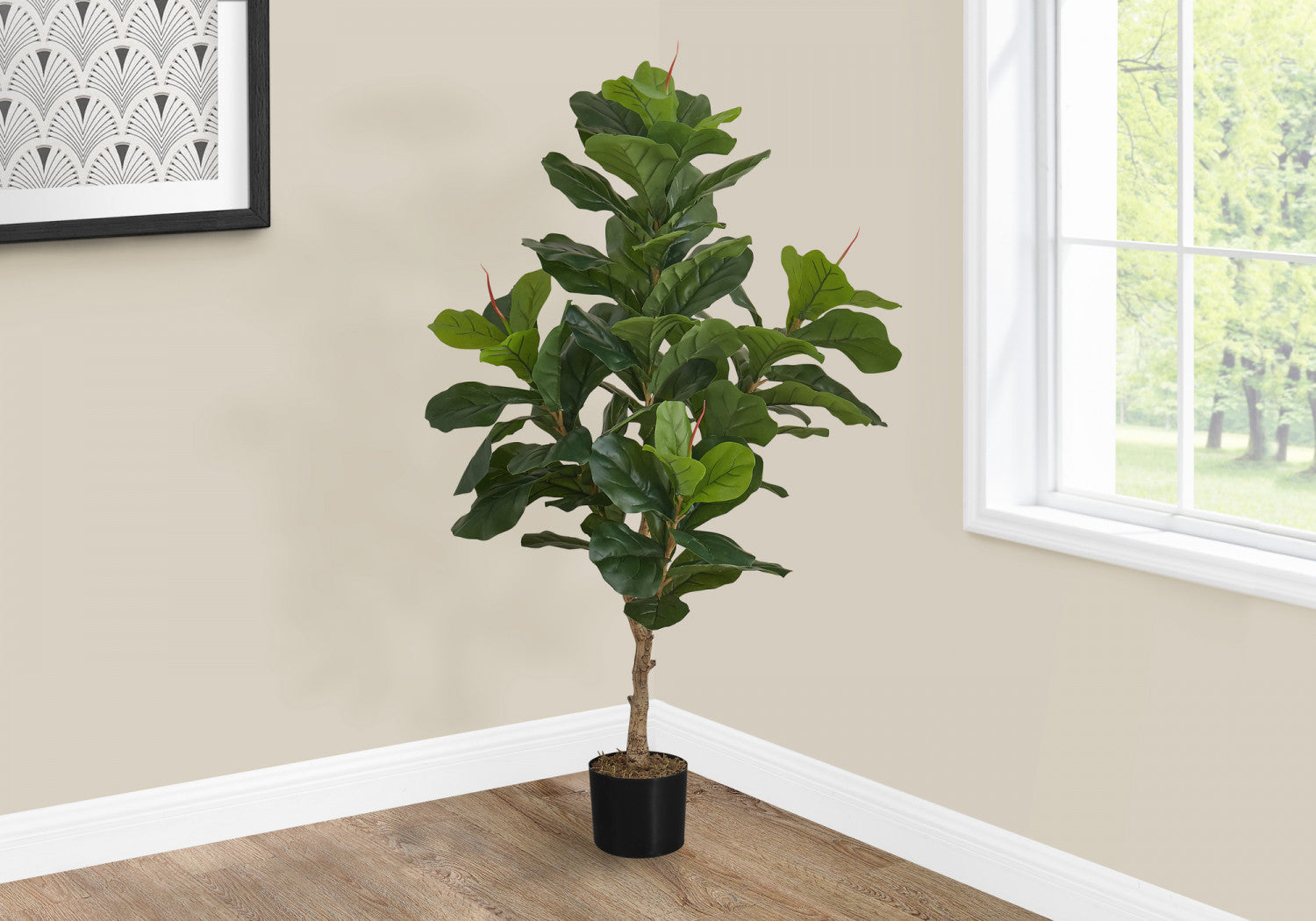 47" Fiddle Tree With 5" Black Pot - Green
