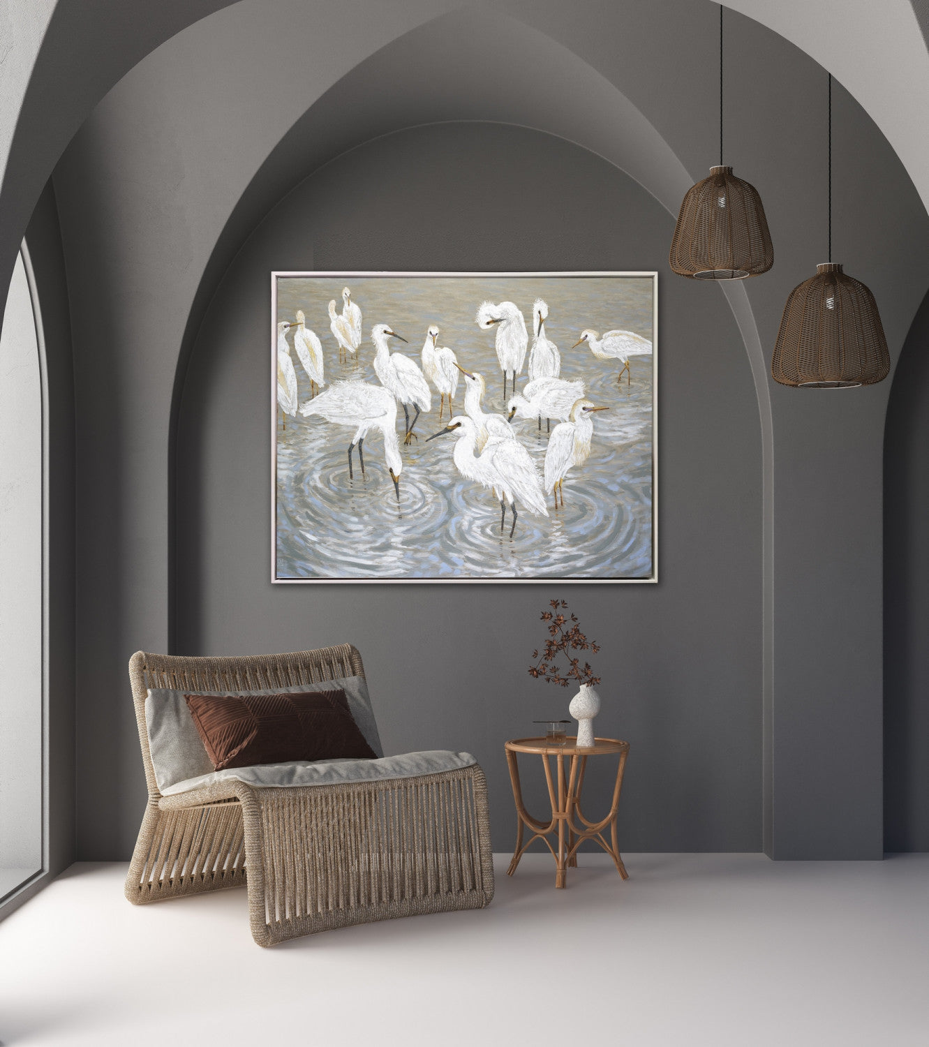 Wading Grace Wall Art - White/Grey - 40 X 50