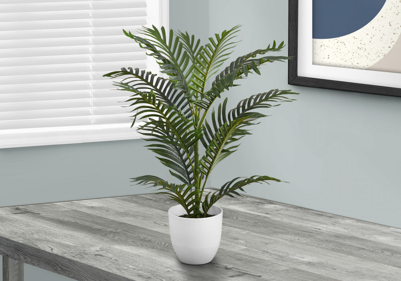 28" Palm Tree With 6" White Pot - Green