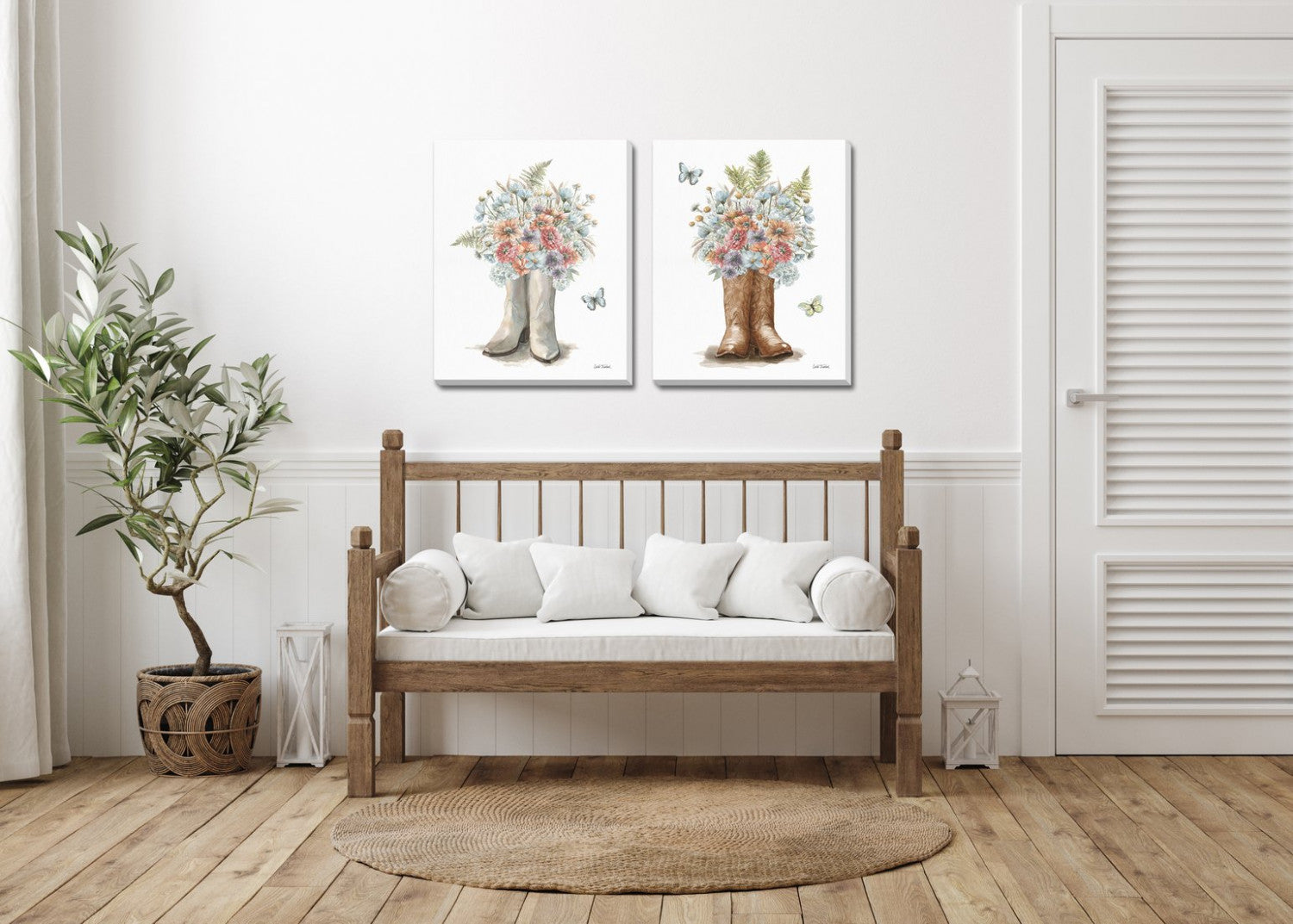 Western Bloom Wall Art - Multi-Colour - 16 X 20 - Set of Two