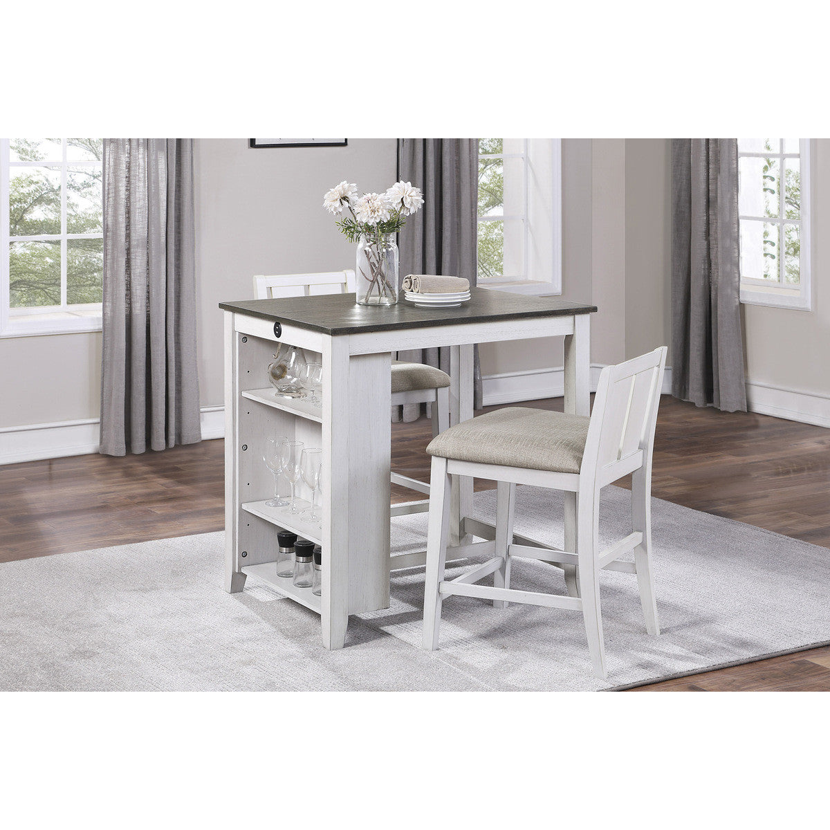 Giorno Counter-Height Dining Room Package - White/Grey - 3-Piece Set