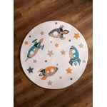 Dreamland Rocket Ship Rug - 4ft Round - Multi-Colour