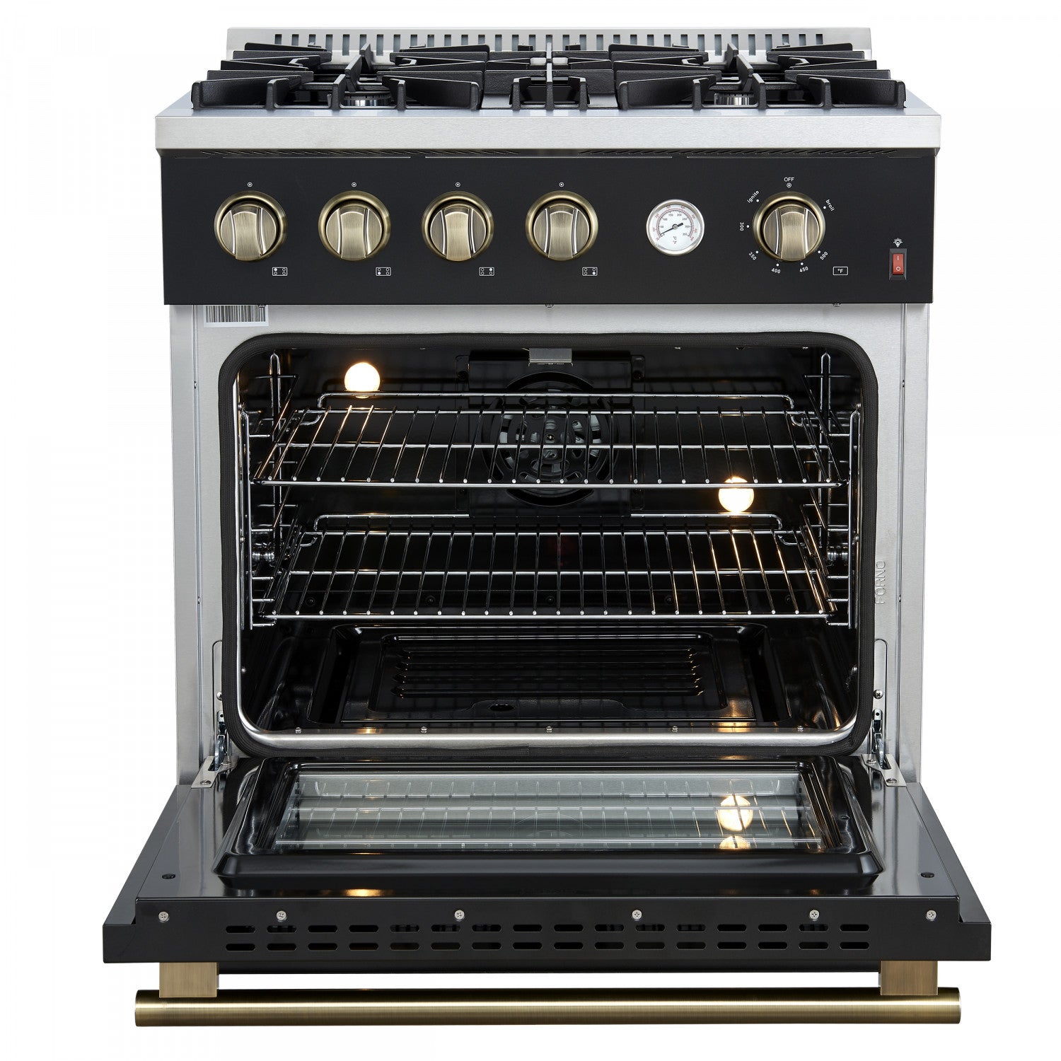 Forno Marco 30" Black Freestanding Gas Range (4.32 Cu. Ft.) - FFSGS6277-30BLK
