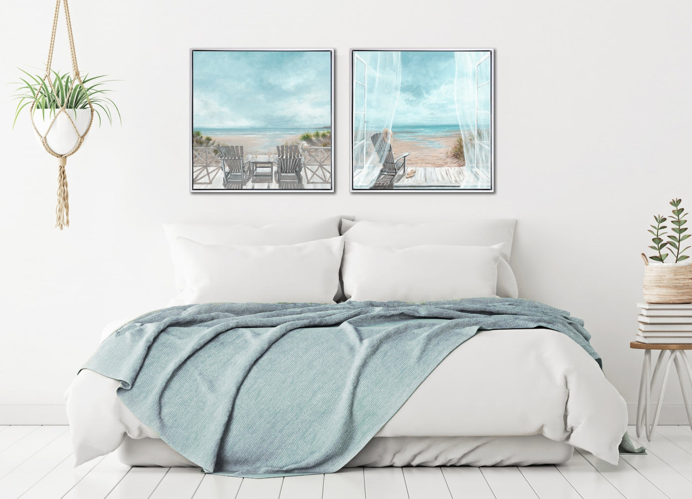 Breezy Retreat Wall Art - Blue/White - 24 X 24