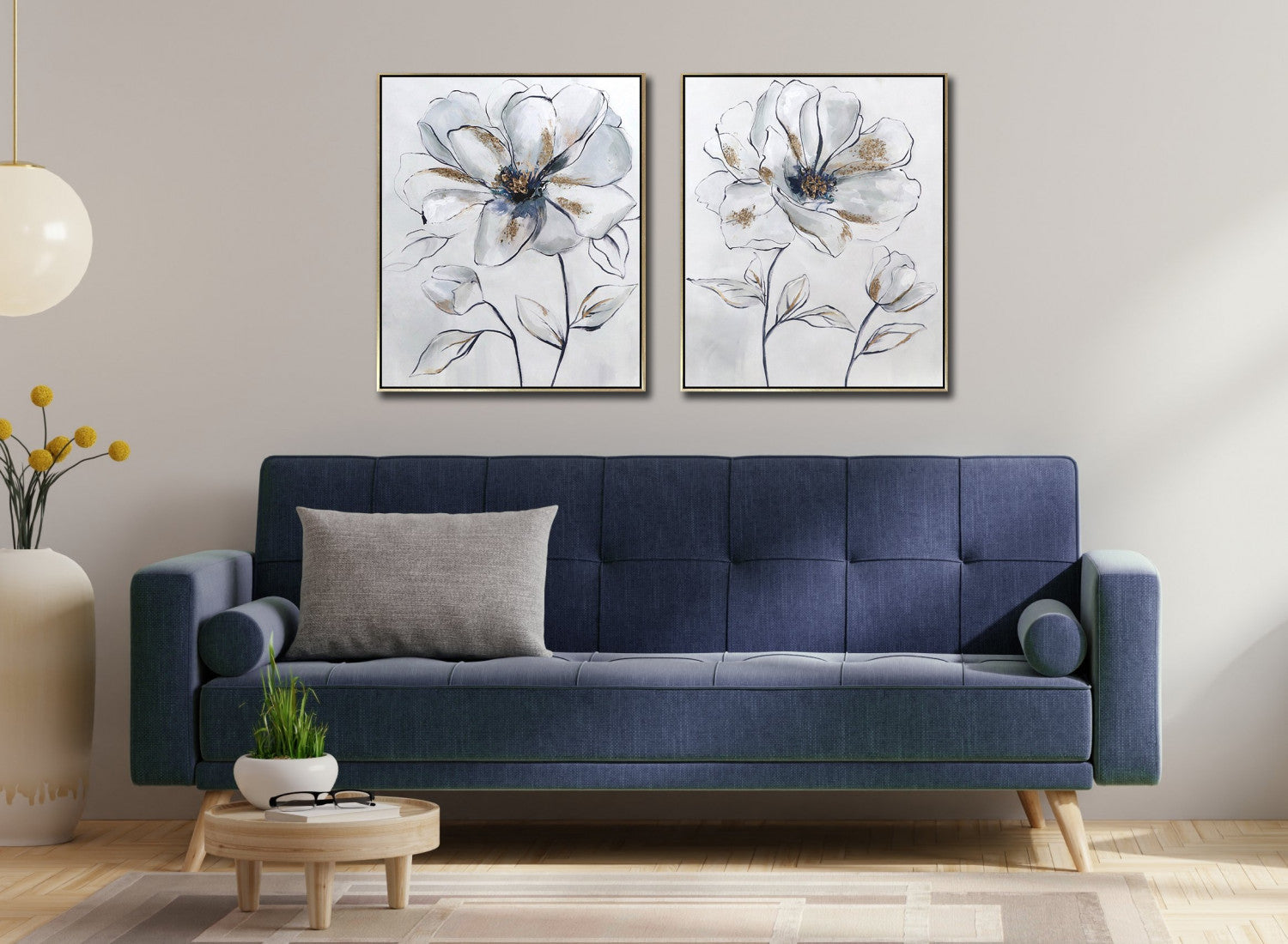 Petal Grace I Wall Art - White/Blue - 24 X 20