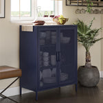Channing 2 Door Storage Cabinet with Mesh Metal - Navy