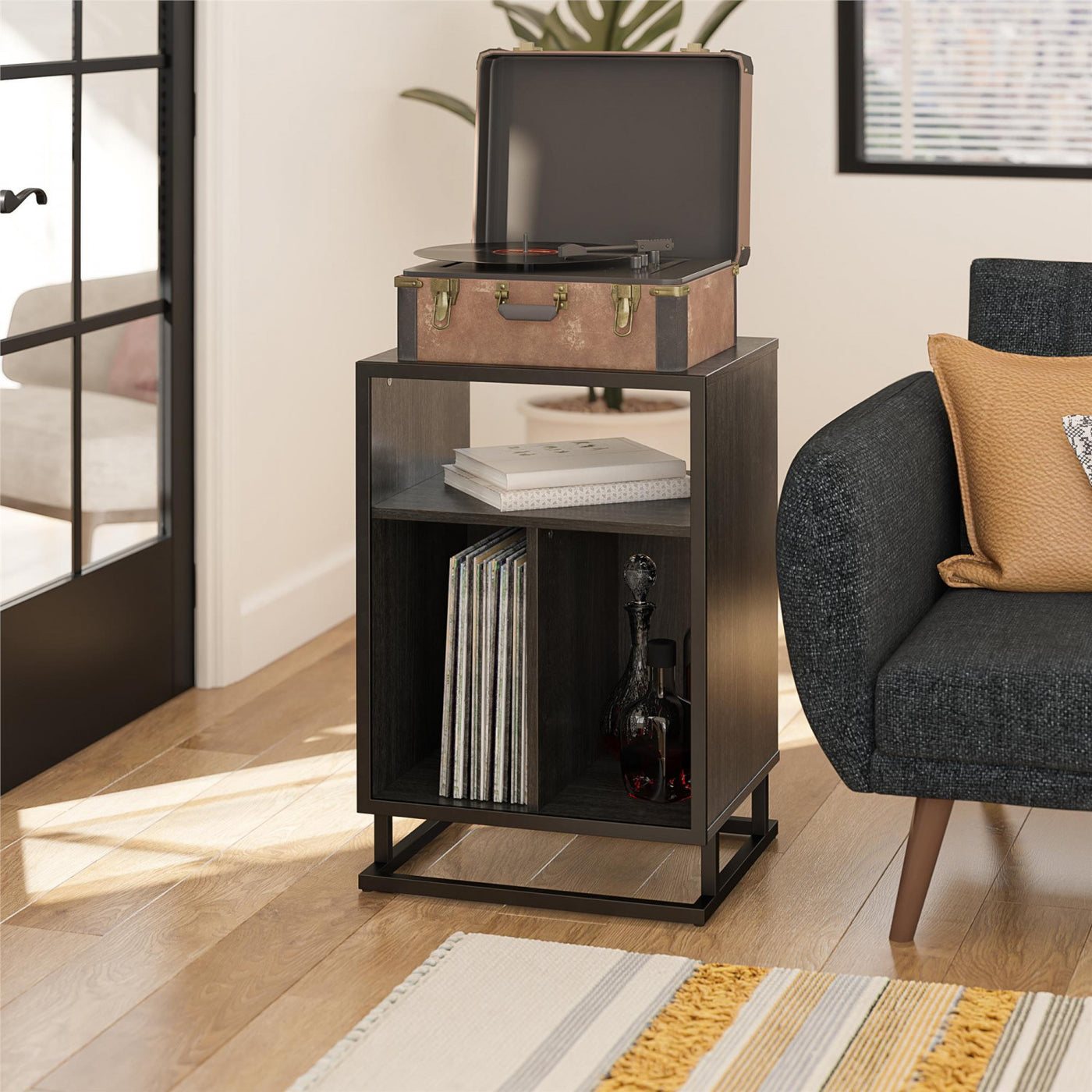 Regal Turntable Stand/End Table - Black Oak