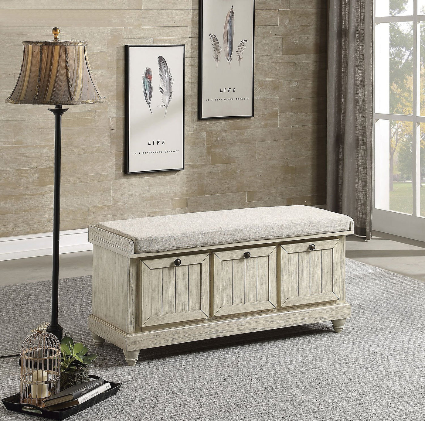 Woodwell Bench - Antique White