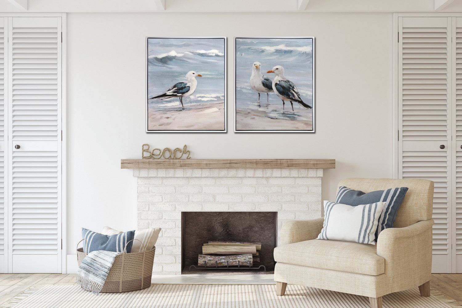 Coastal Companions I Wall Art - Blue/White - 20 X 24