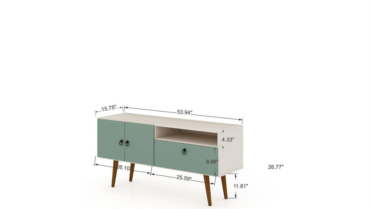Otuken 54" TV Stand - Off White/Mint Green