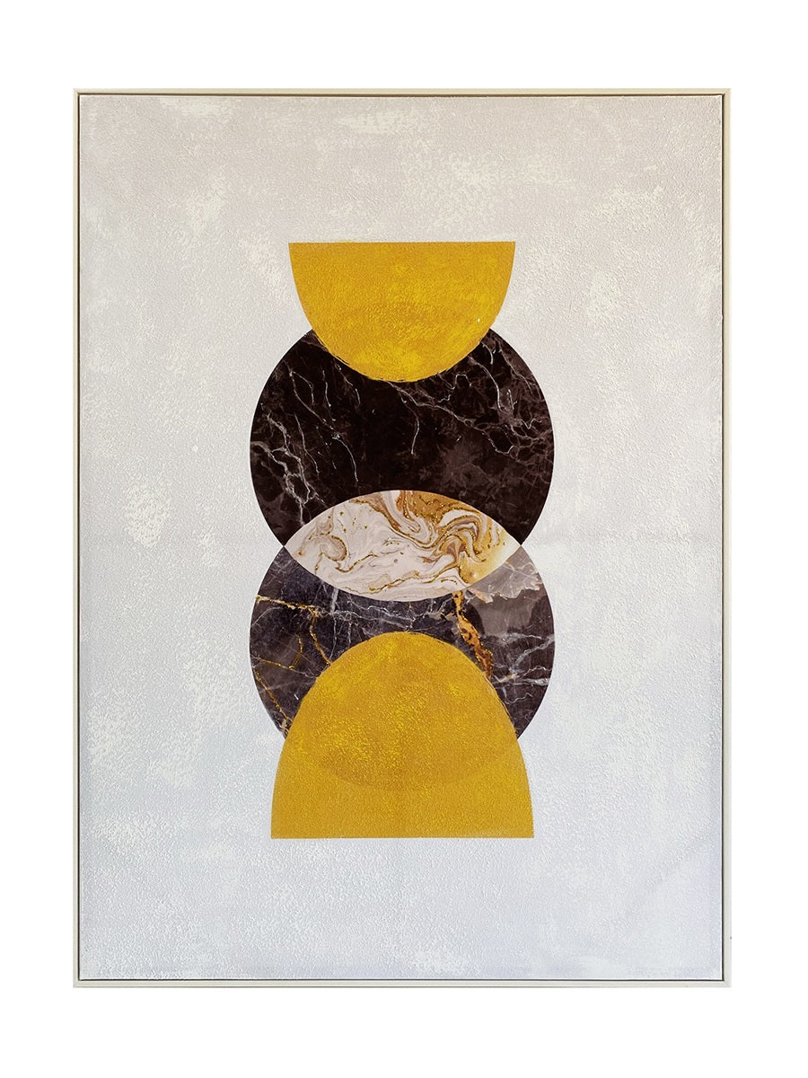 Free Spirit Geometric Canvas Wall Art - White, Grey and Yellow