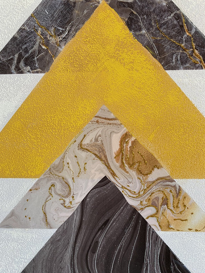 Free Spirit Geometric Canvas Wall Art - White, Yellow, Grey