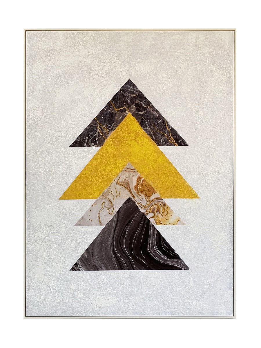 Free Spirit Geometric Canvas Wall Art - White, Yellow, Grey