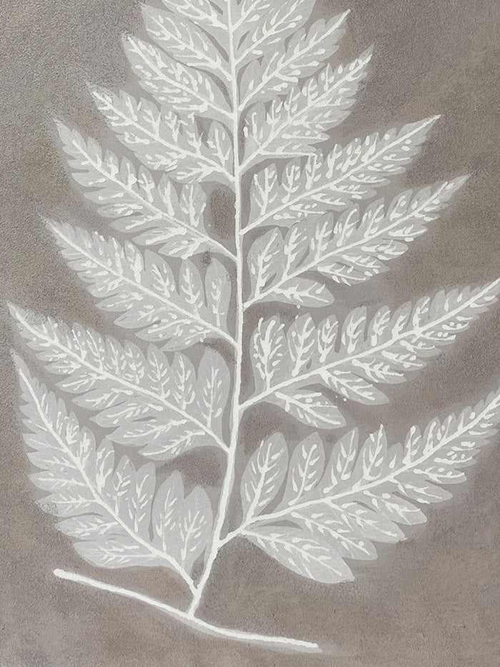 Free Spirit Fern Leaf Canvas Wall Art - White, Grey