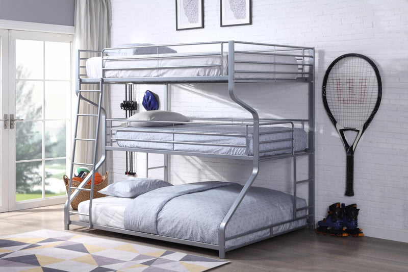 Tripley III Twin/Full/Queen Bunk Bed Silver Leon's