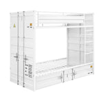 Konto Industrial Twin Bunk Bed with Trundle - White