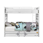 Konto Industrial Twin Bunk Bed with Trundle - White