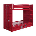 Konto Industrial Twin Bunk Bed with Trundle - Red