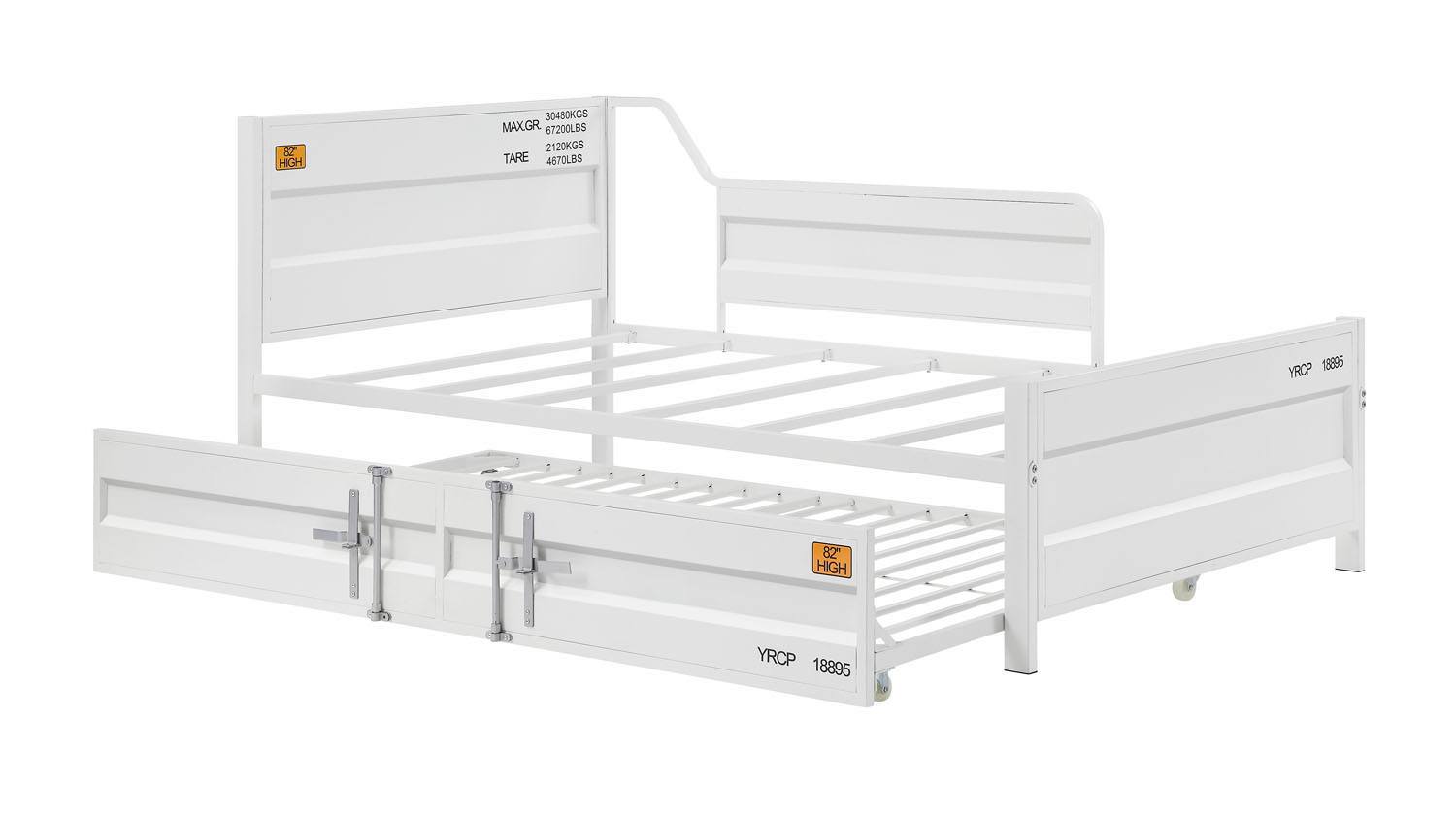 Konto Industrial Twin Daybed with Trundle - White