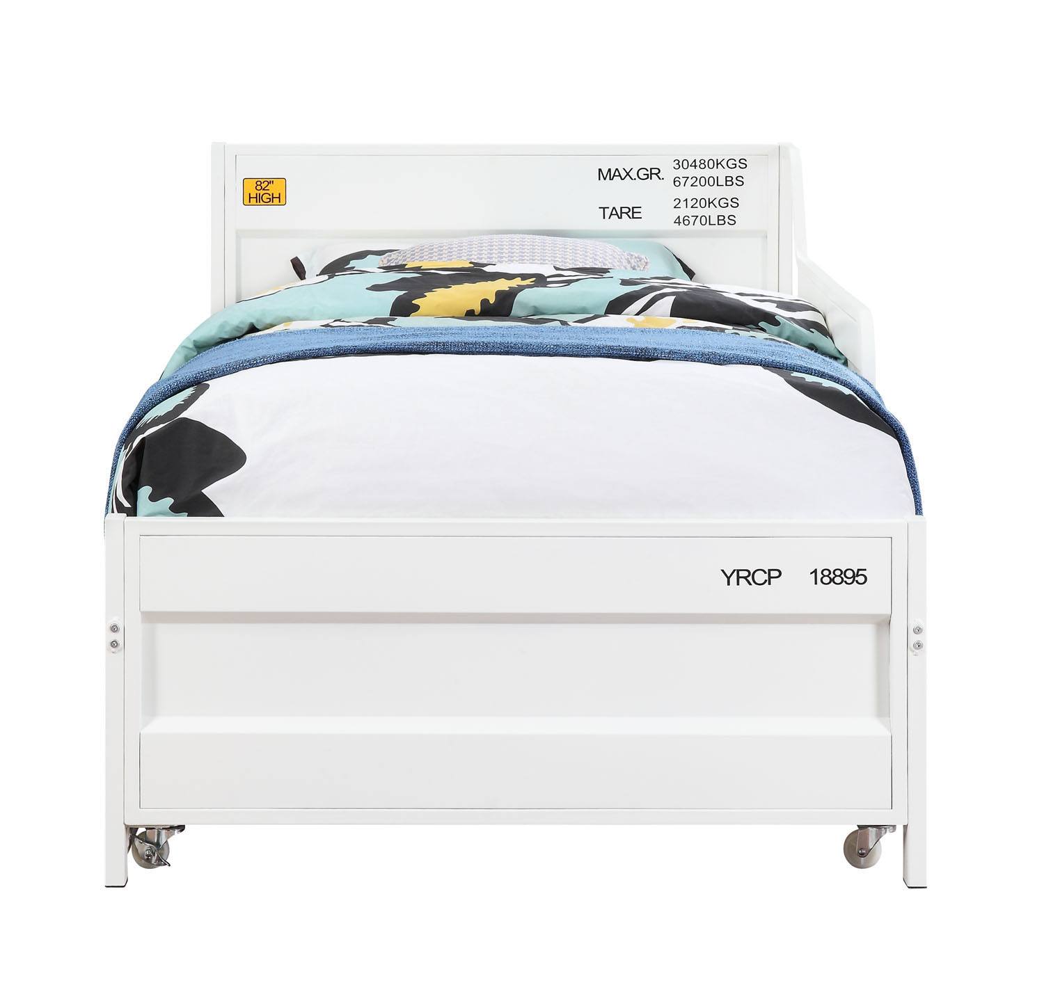 Konto Industrial Twin Daybed with Trundle - White