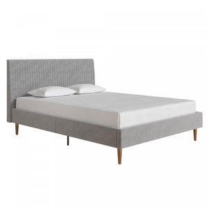 Daphne Upholstered Queen Bed - Light Gray Velvet