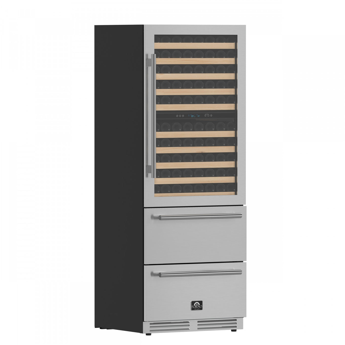 Forno Celano 30" Stainless Steel 150 Bottle Dual Zone Wine Cellar with Two Beverage Drawers (21.3 Cu. Ft.) - FWCDR6697-30S