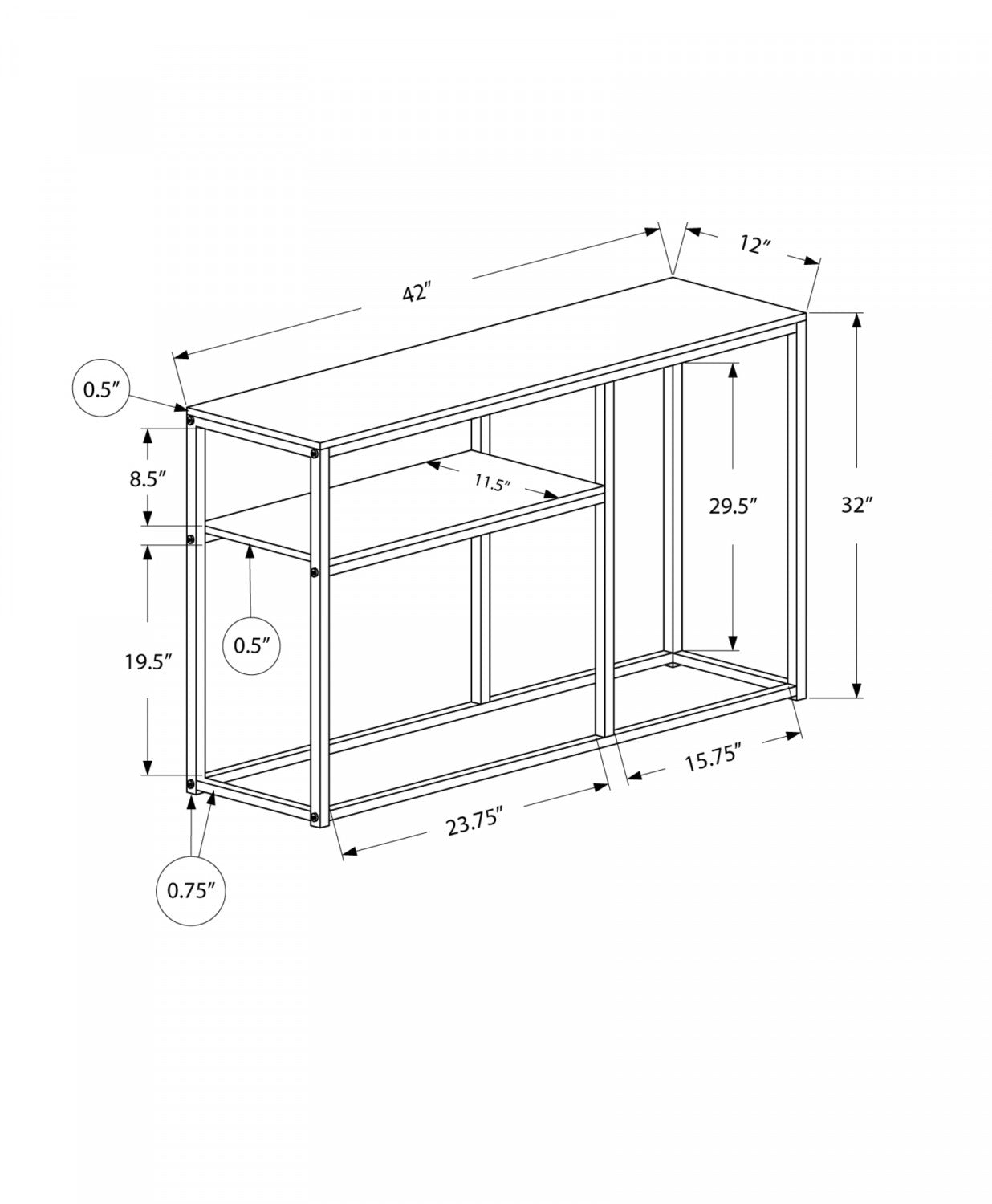 Felka Sofa Table - Grey