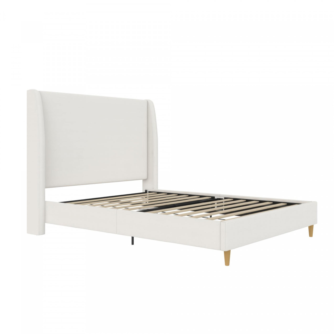 Tess Upholstered Wingback Queen Bed - Ivory Linen