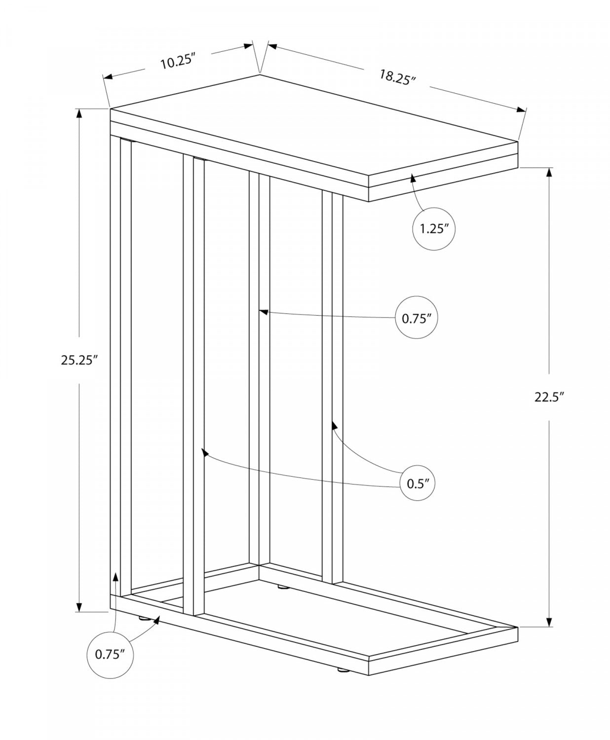 Zivo Side Table - Espresso/Chrome