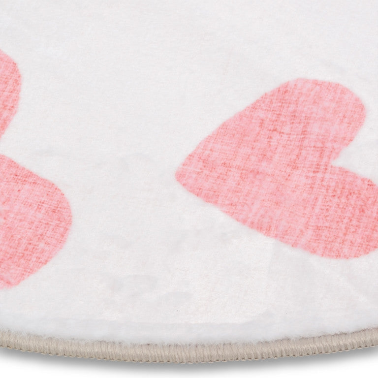 Dreamland Hearts Rug - 4ft Round - Pink