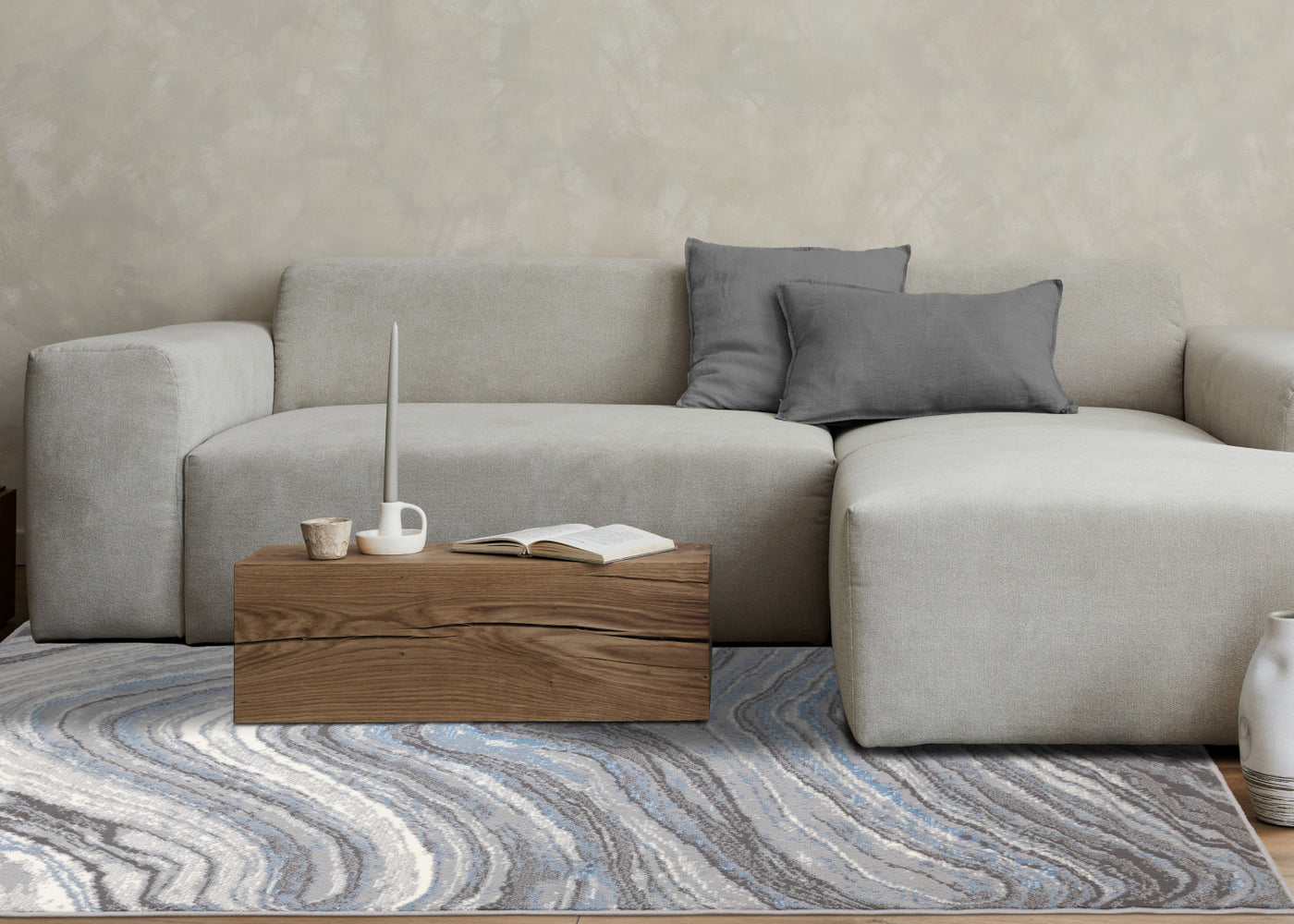 Functional Modern Area Rug - 5' X 8' - Blue/Grey