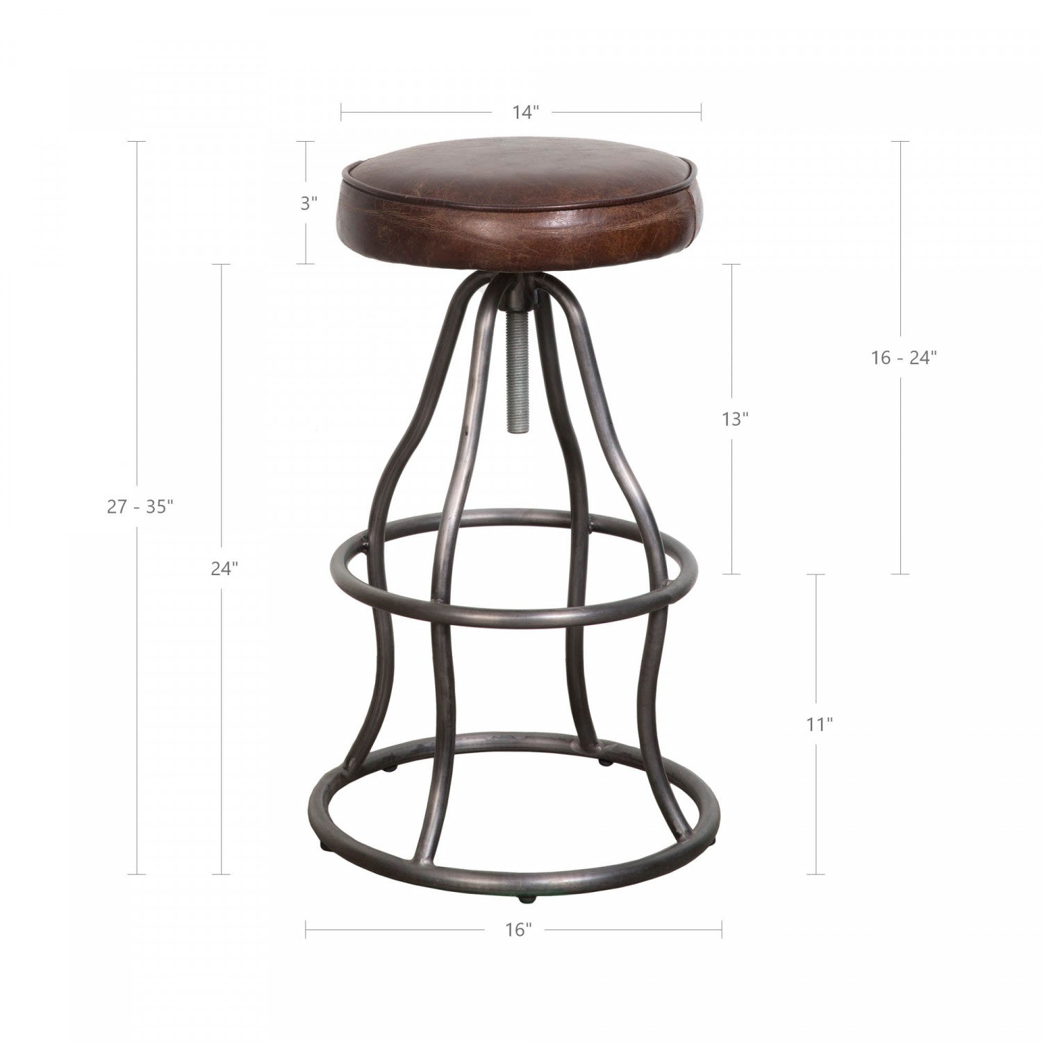 Maloe Leather Bar Stool - Vintage Brown