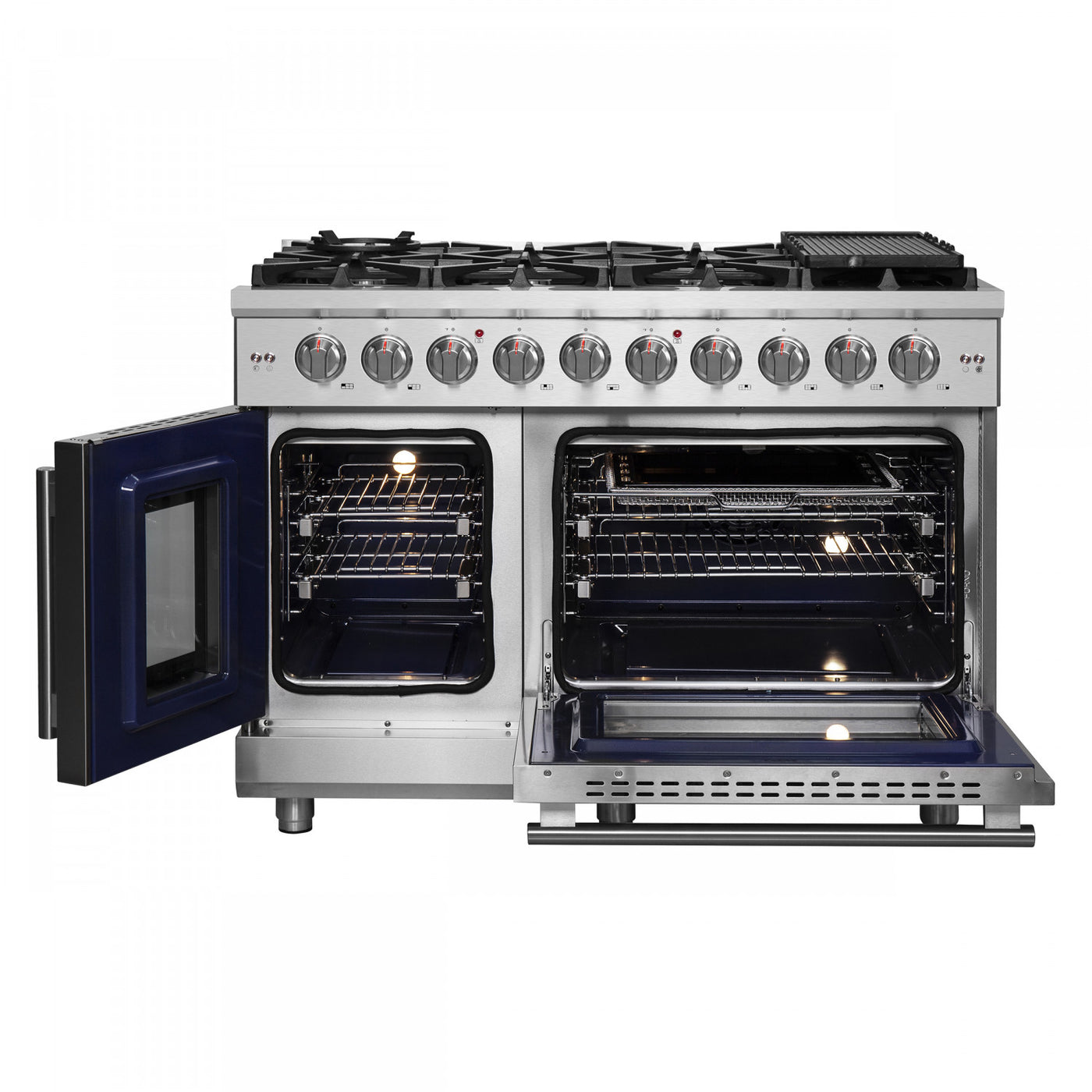 Forno Massimo 48" Stainless Steel French Door Freestanding Double Oven Gas Range (6.58 Cu. Ft.) - FFSGS6439-48