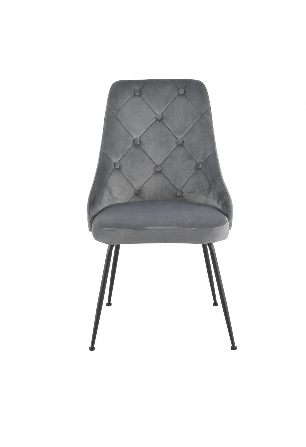 Peacock Velvet Dining Chair - Grey/Black - Set of Two