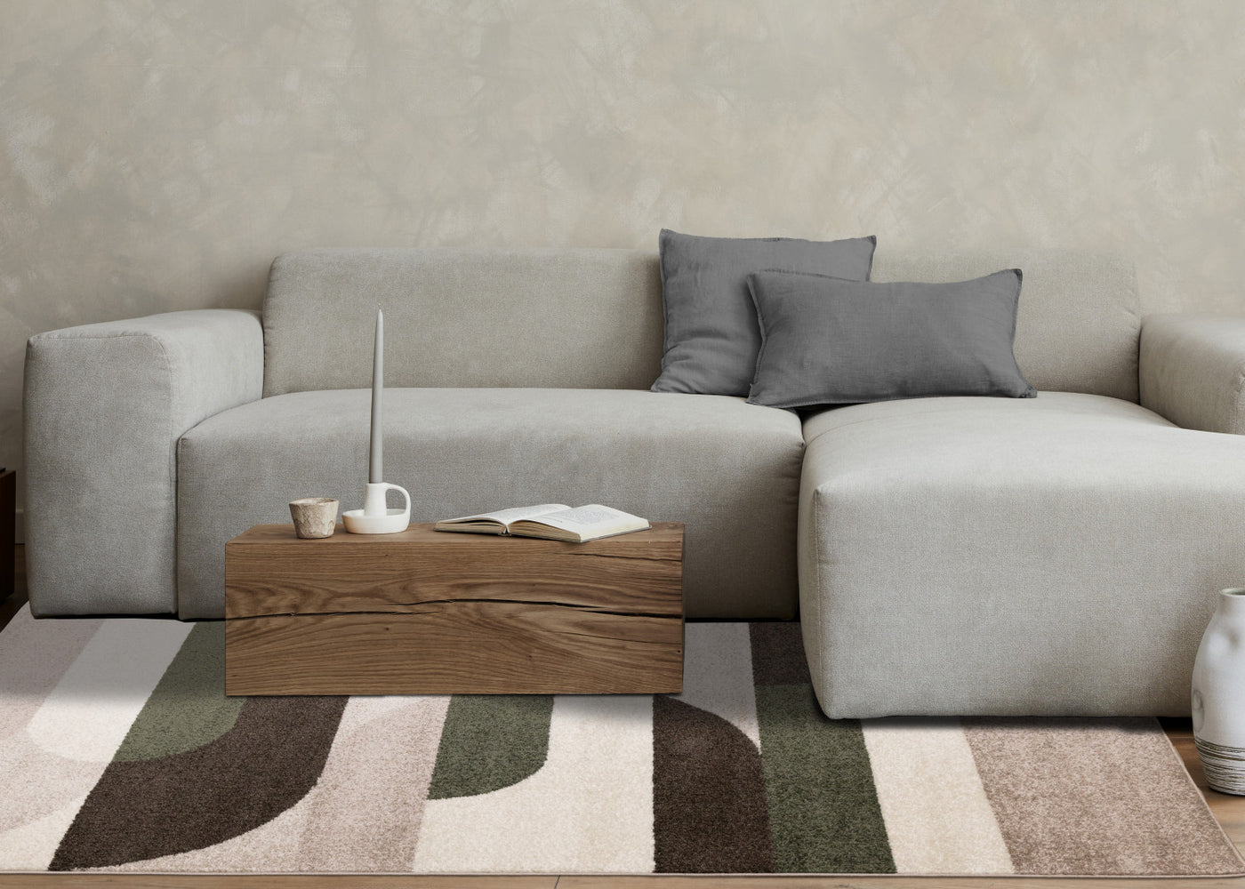 Maui Contemporary Geometric Area Rug - Cream Green - 8' X 11'