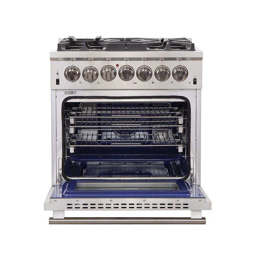 Forno Capriasca 30" Stainless Steel Dual Fuel Range with True Convection (4.32 Cu. Ft.) - FFSGS6187-30