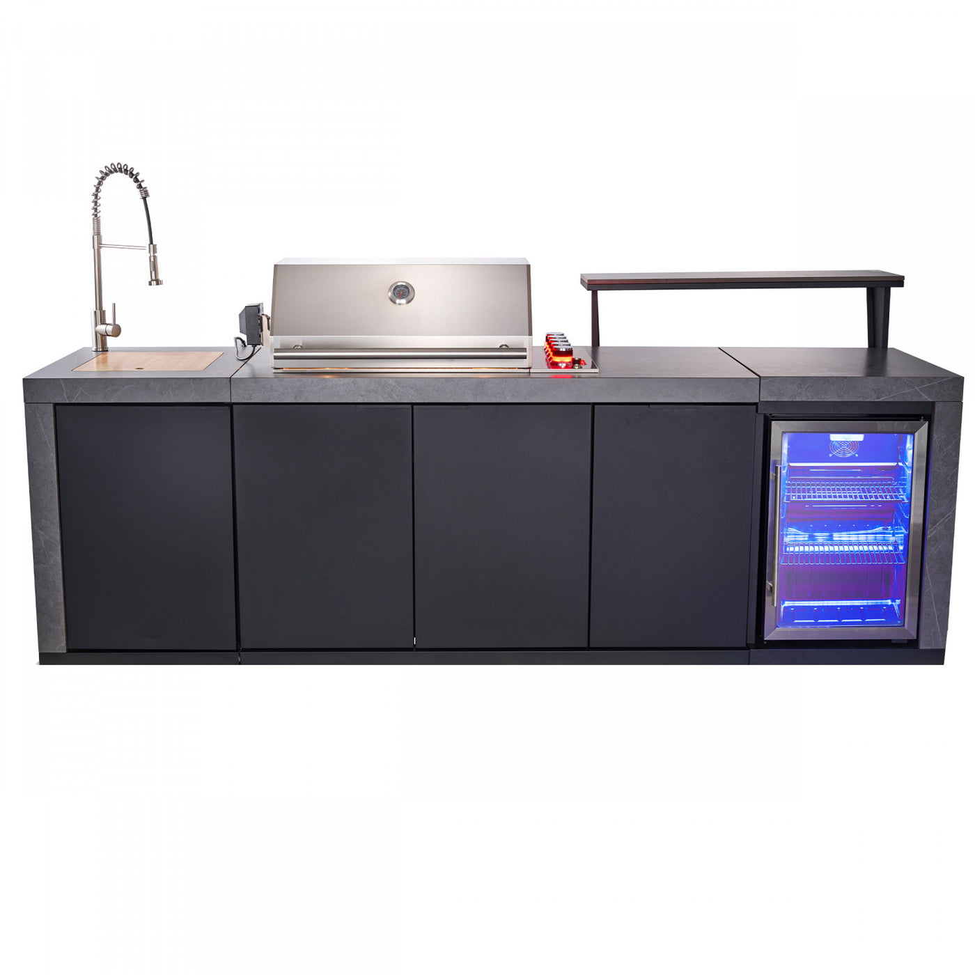 Forno Rimini Gray Countertop Outdoor Kitchen with 30" 62,600 BTU BBQ and Beverage Centre - FODKT2544BLK