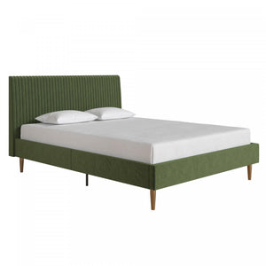 Daphne Upholstered Full Bed - Olive Green Velvet