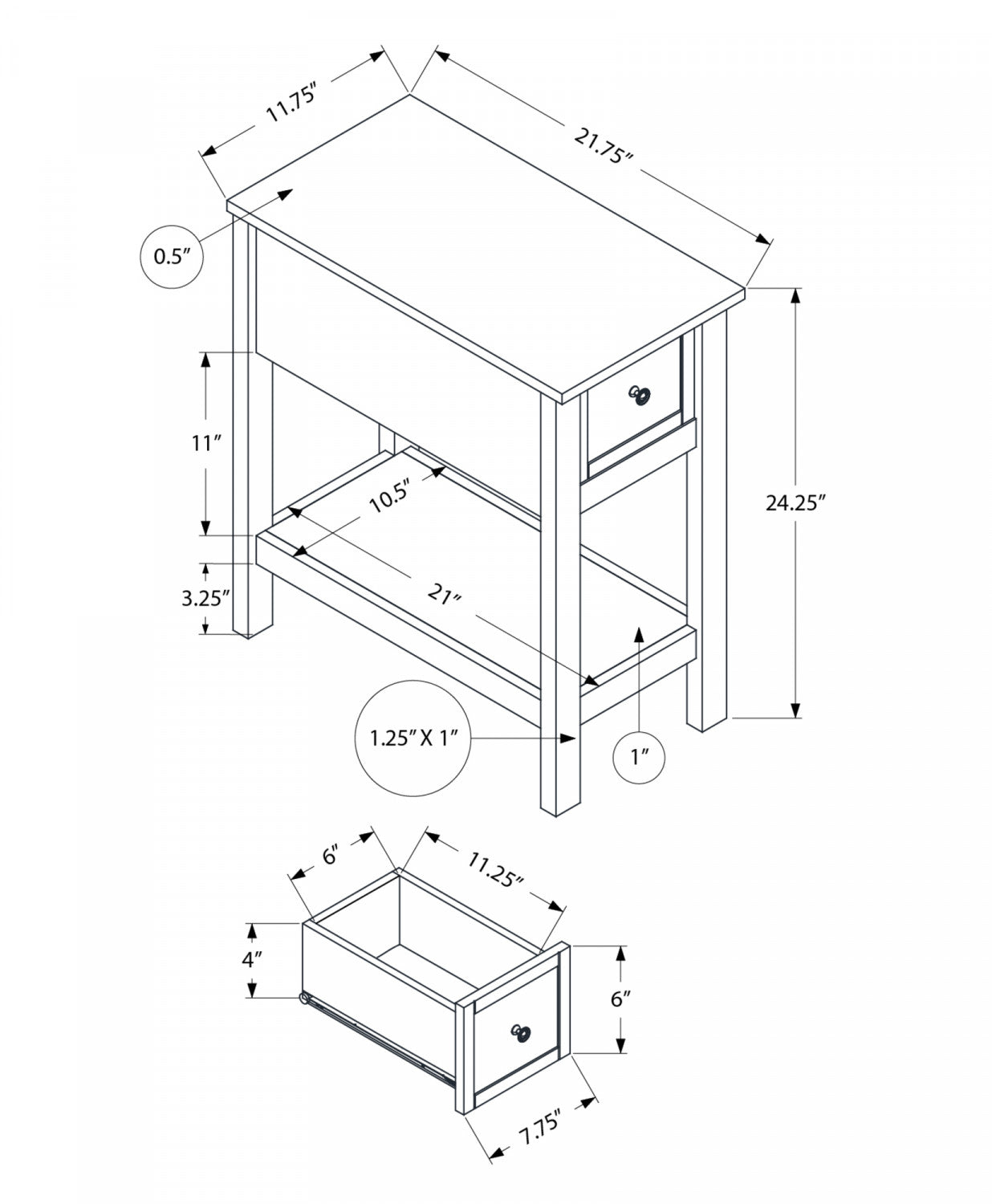 Willow Side Table - Grey