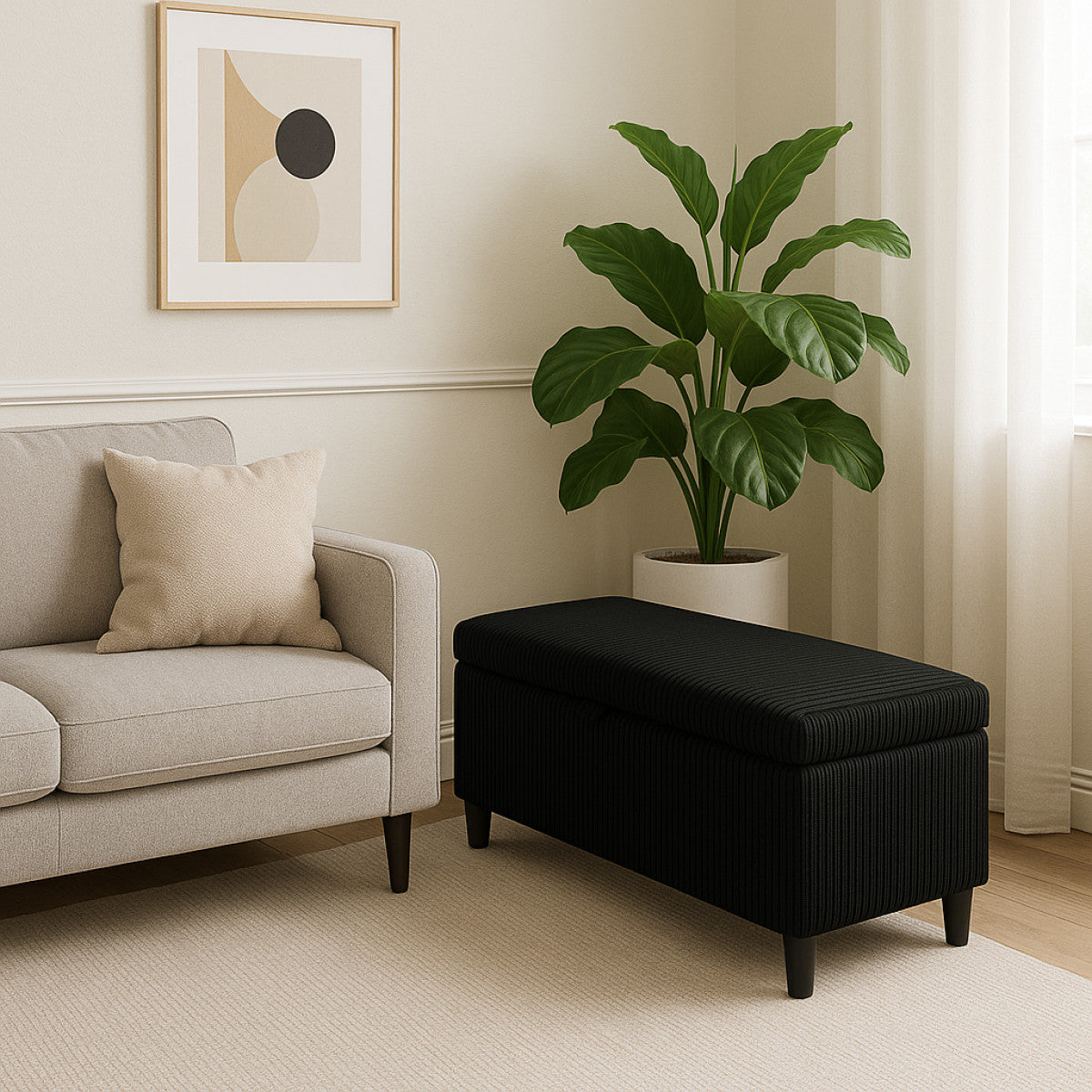 Kofi Storage Ottoman - Black