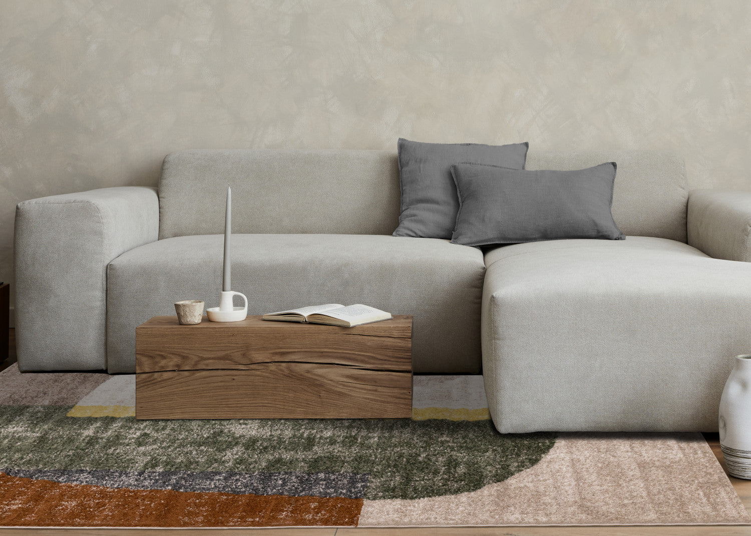 Maui Modern Geometric Area Rug - 8' X 11' - Grey/Green/Yellow